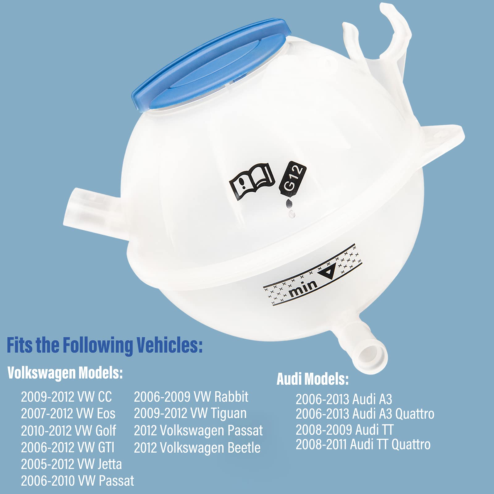 Radiator Coolant Overflow Reservoir Expansion Recovery Tank for VW Jetta Golf Volkswagen Passat Beetle Audi A3 Replaces# 1k01214