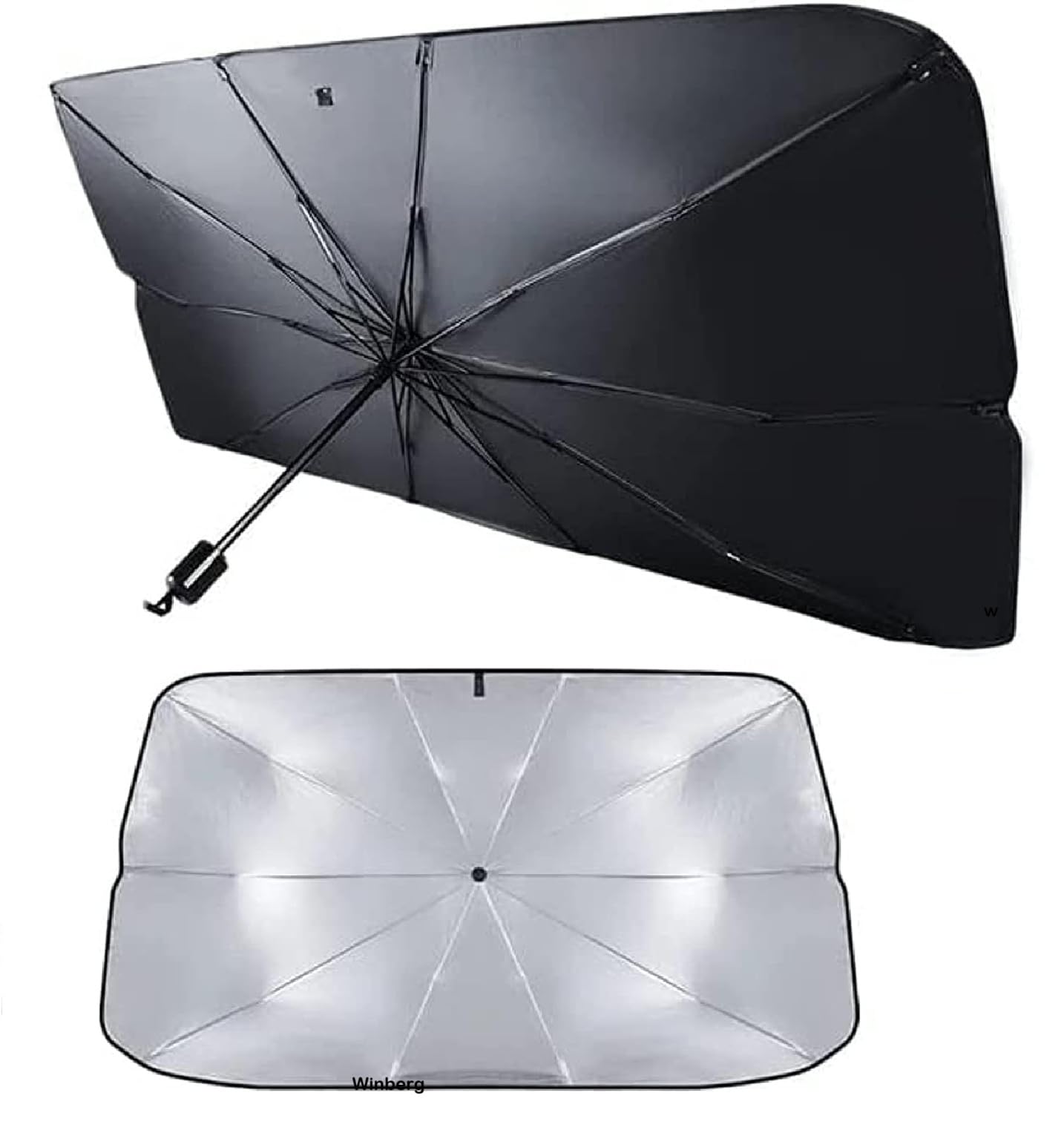 Winberg Car Front Windshield Sun Shade, Foldable Umbrella Design, UV and Heat Protection, Interior Sunshade with Storage Pouch C