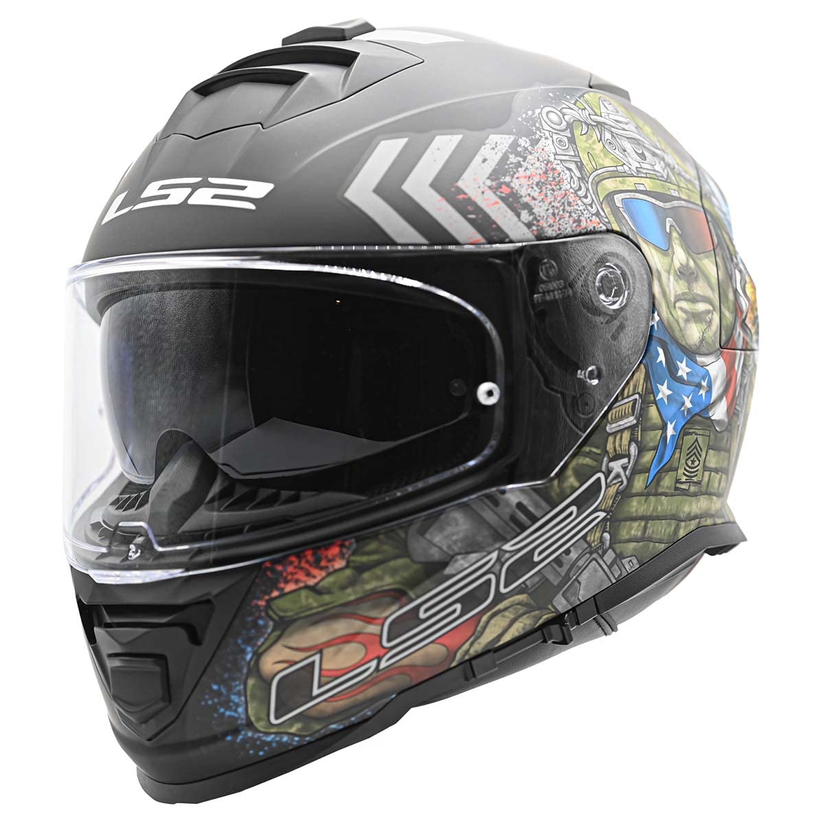 Ls2 Helmets Assault Full Face Motorcycle Helmet W/Sunshield (Commando Black Camo - X-Large)