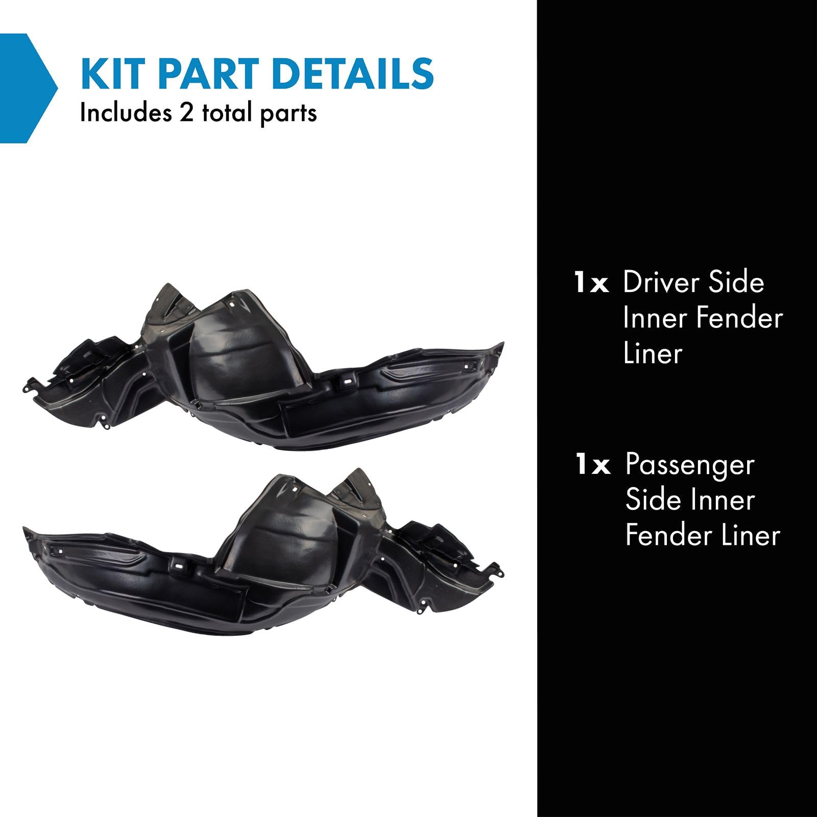 Trq Inner Fender Liner Set Compatible With 2004-2005 Subaru Impreza Su1250101 Su1251101