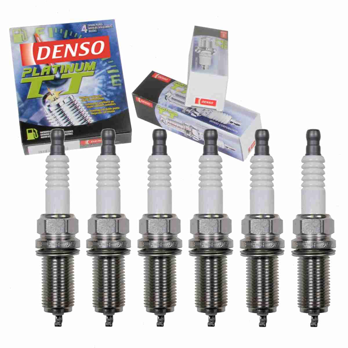6 pc DENSO Platinum TT Spark Plugs compatible with Toyota FJ Cruiser 4.0L V6 2007-2013