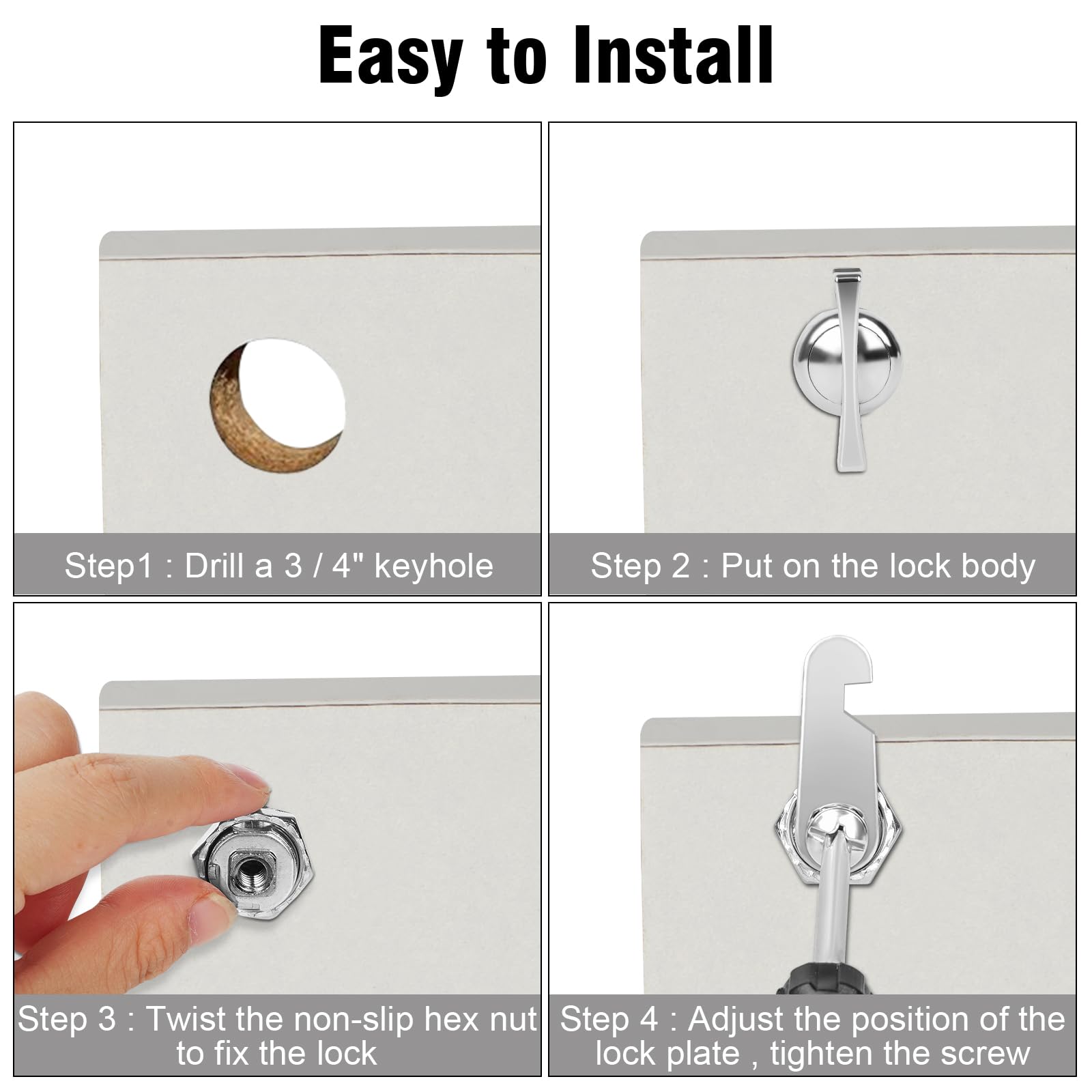 Sartatue Thumb Cam Locks 1-3/8    2Pcs Rv Locks For Storage Door, Compartment Door, Thumb Operated Locks 5Pcs Keyless Non-Lockin