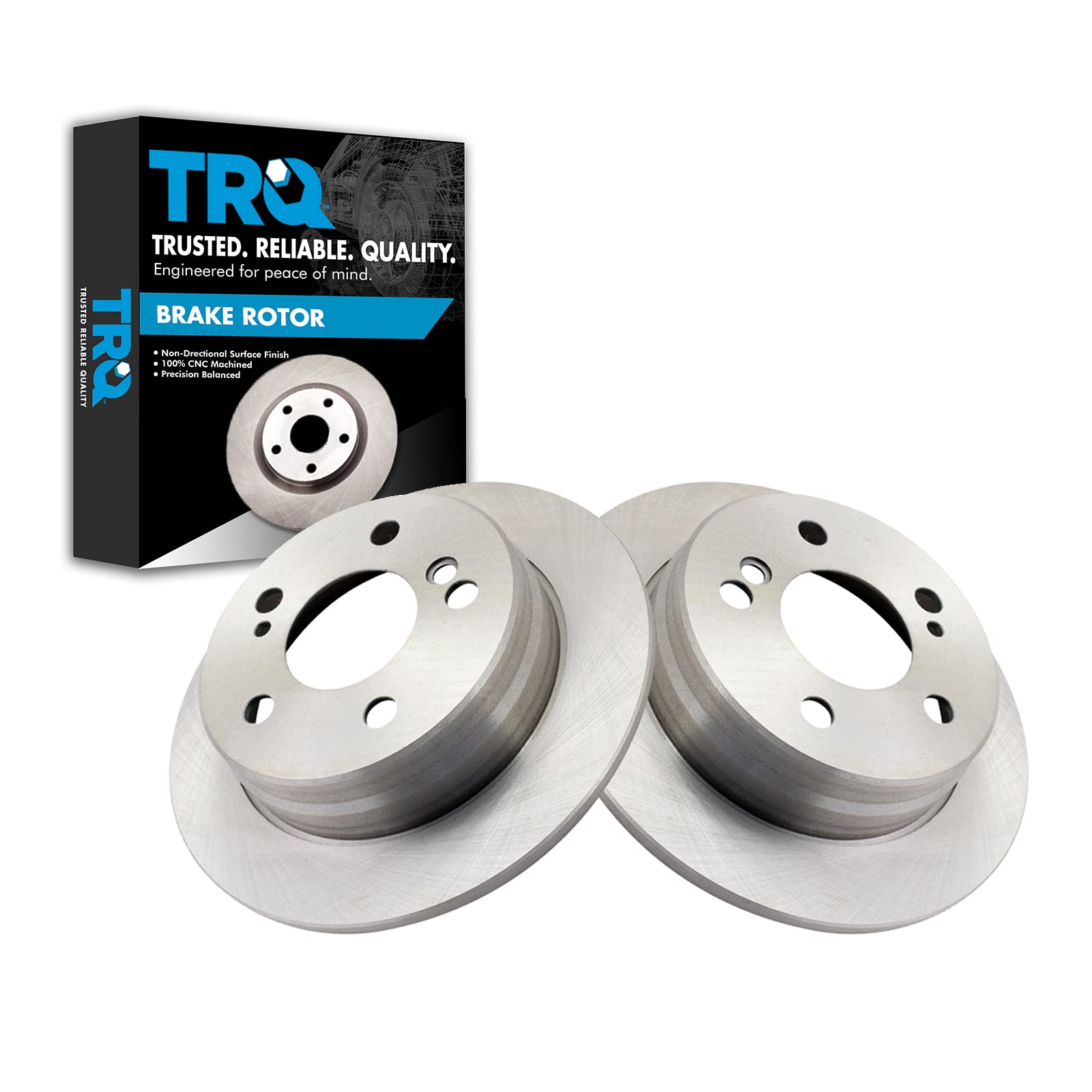 Trq Rear Brake Rotors Set Solid Compatible With 1984-1989 Mercedes-Benz 190D 1984-1993 190E 1987-1989 260E 1988-1989 300Ce 1987-
