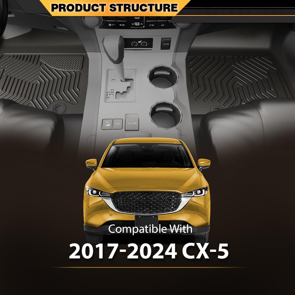 G-PLUS All Weather Floor Mats for Mazda CX-5 (2017-2024) - Black Cargo Liner Full Coverage (3PCS)