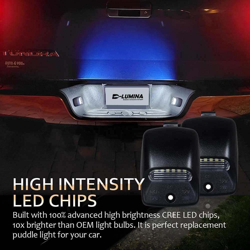 D-Lumina Led License Plate Lights Tag Lamp Assembly Compatible With Toyo-Ta 2005-2015 Tacoma And 2000-2013 Tundra Pickup Truck,