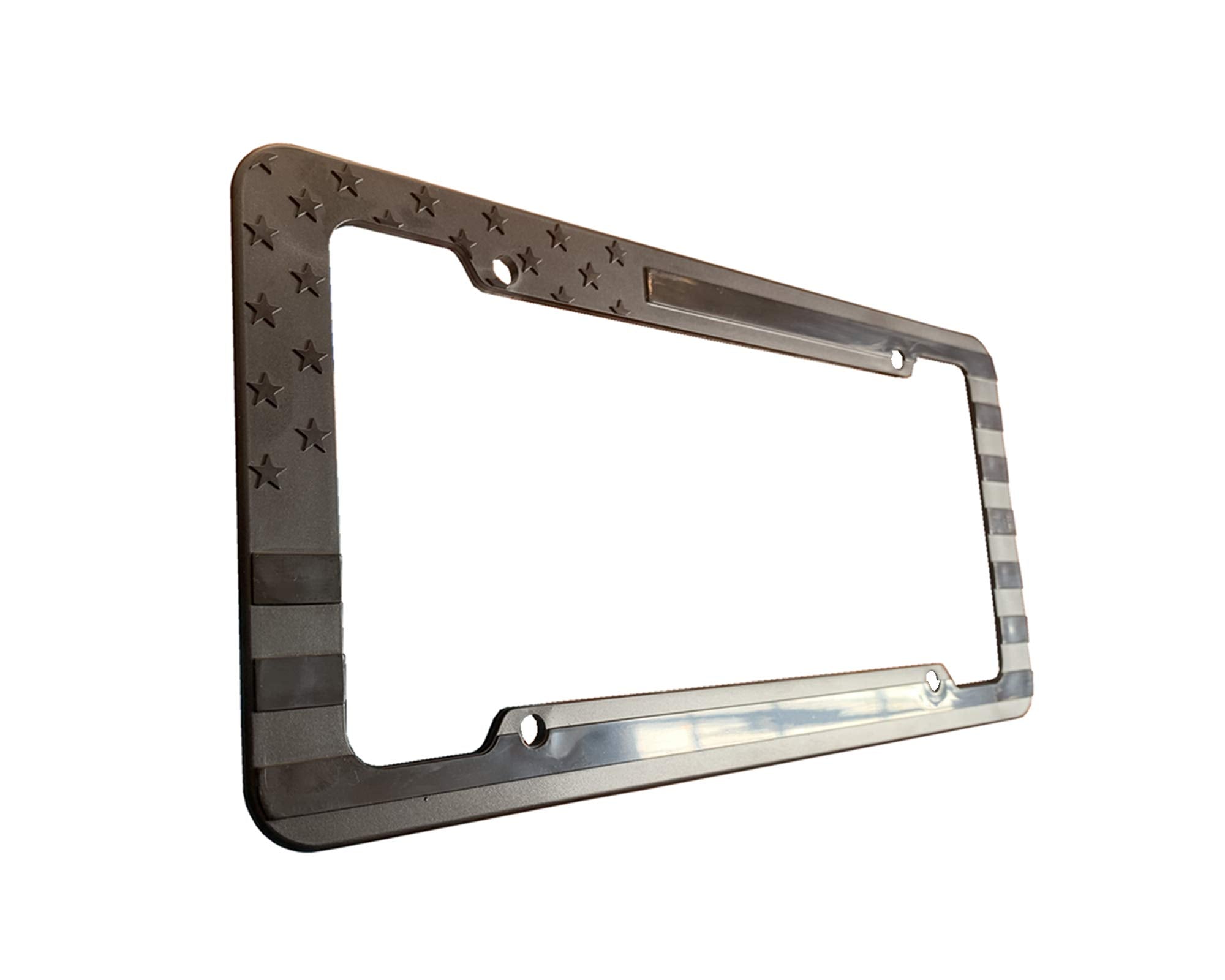Usa Flag License Plate Frame Embossed 3D Black American Stars And Strips For Car Suv Truck