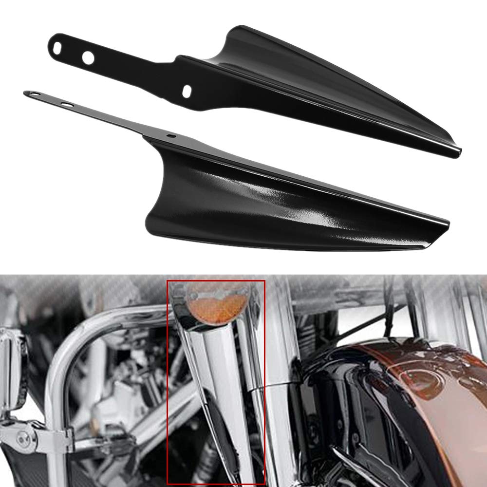 HIYOYO Gloss Black Front Fork Mount Wind Deflectors Windshield for 1995-2023 Harley Touring Road King Street Glide Electra Glide