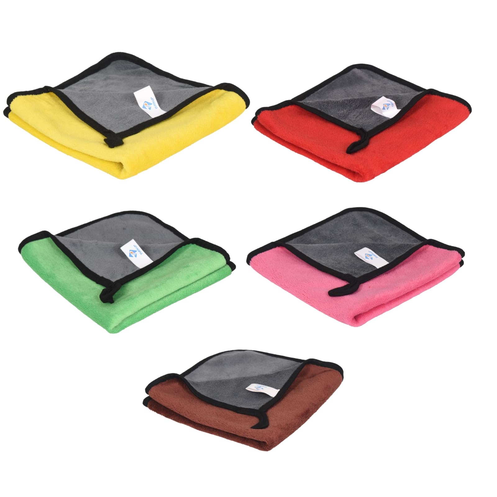 TURNUP Microfiber Cloth Combo  Pack of 5 (40cm x 40cm, 500GSM)  MultiColor, UltraSoft & Absorbent Cleaning Towels for Car, H