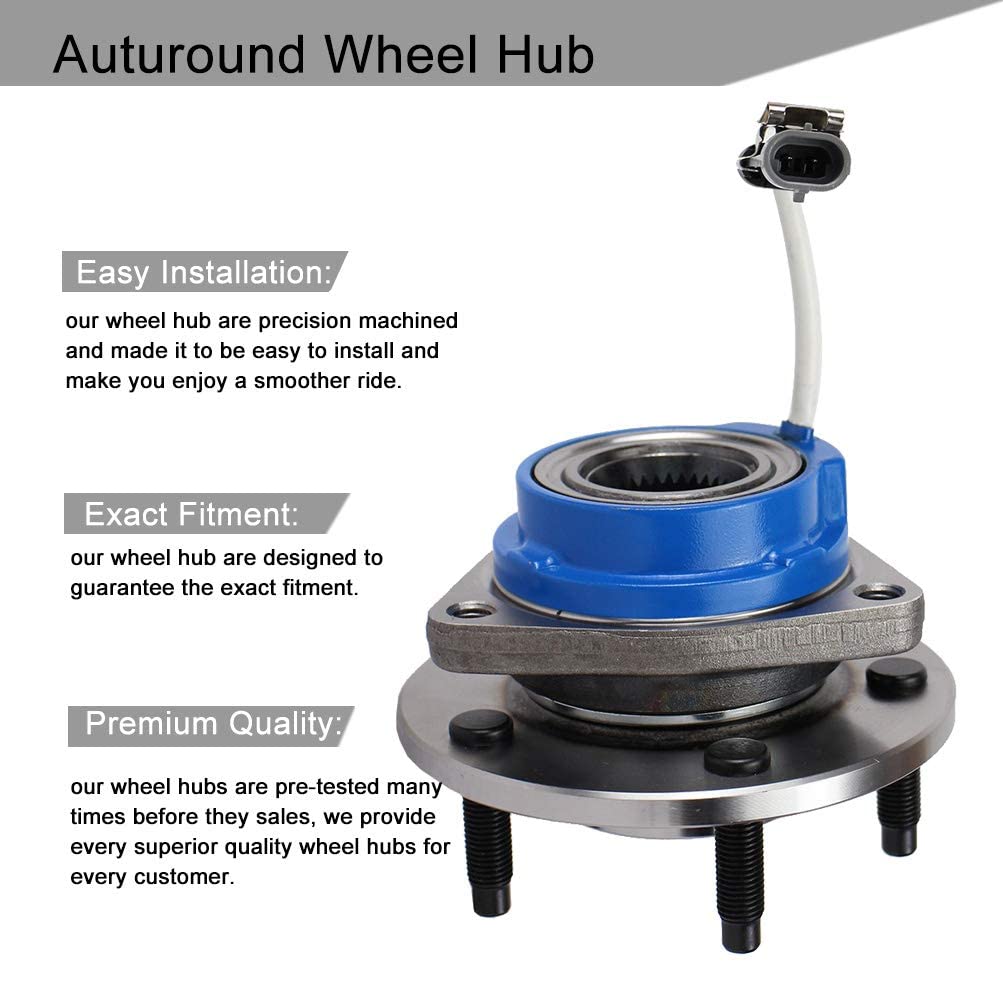 Autoround Front Wheel Hub Bearing Assembly 513121 for Chevy, Buick, Cadillac, Pontiac - Alloy Steel, 5 Lug w/ABS