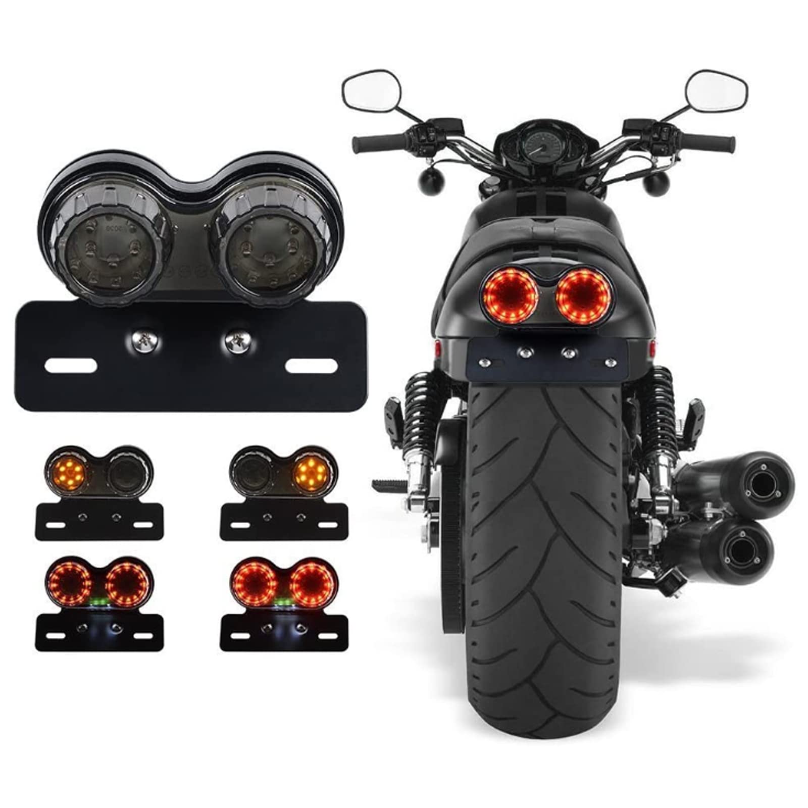 Perfectech 40W 40-Led Motorcycle Tail Light Integrated Driving&Brake Light Turn Signal Lamp With License Plate Bracket For Harle