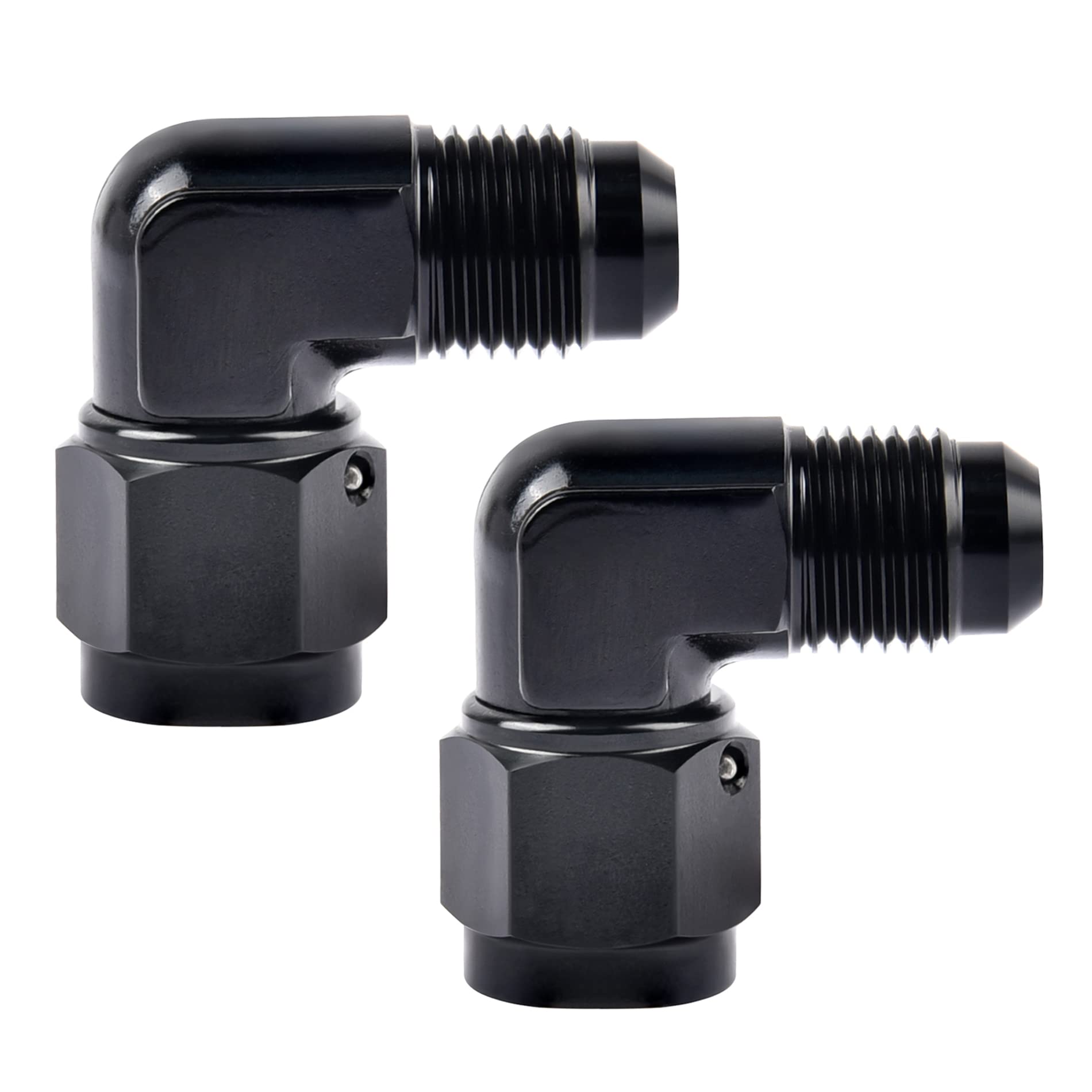 EVIL ENERGY 6AN Female to 6AN Male Flare 90 Degree Swivel Fitting Adapter Aluminum Black 2PCS