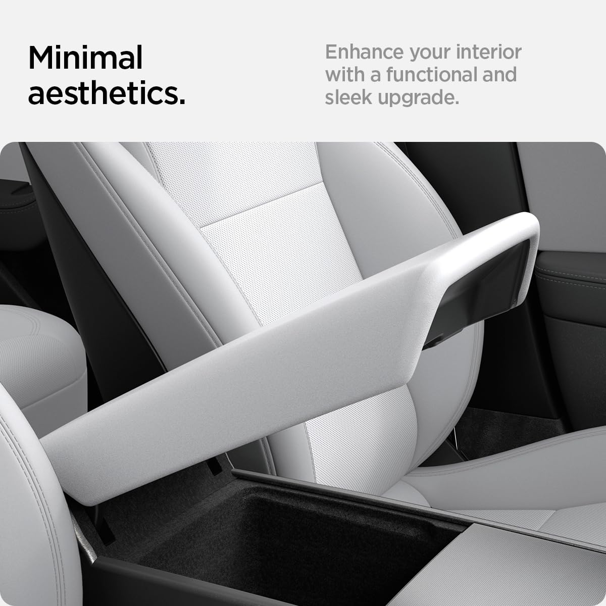 Spigen Center Console Non-Slip Armrest Cover Designed For New Tesla Model Y 2025 Refresh (Juniper) & Tesla Model 3 2025/2024 Ref