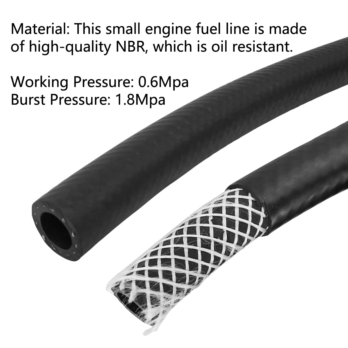 Fuel Line 1/2 Inch ID NBR Fuel Line Hose 8AN Push on Hose for Small Engine 15 Feet