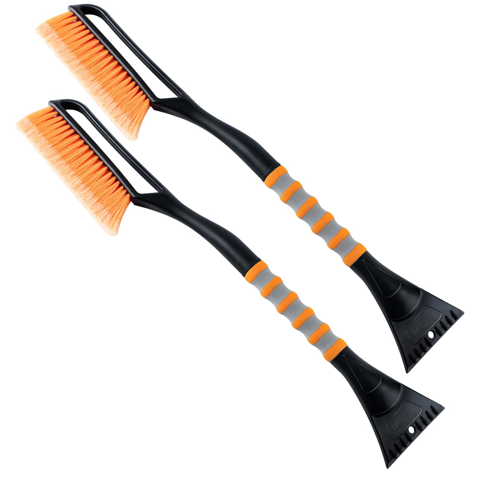Astroai 2 Pack 27'' Snow Brush And Ice Scrapers For Car Windshield, Detachable Snow Scrapers With Ergonomic Foam Grip For Cars,