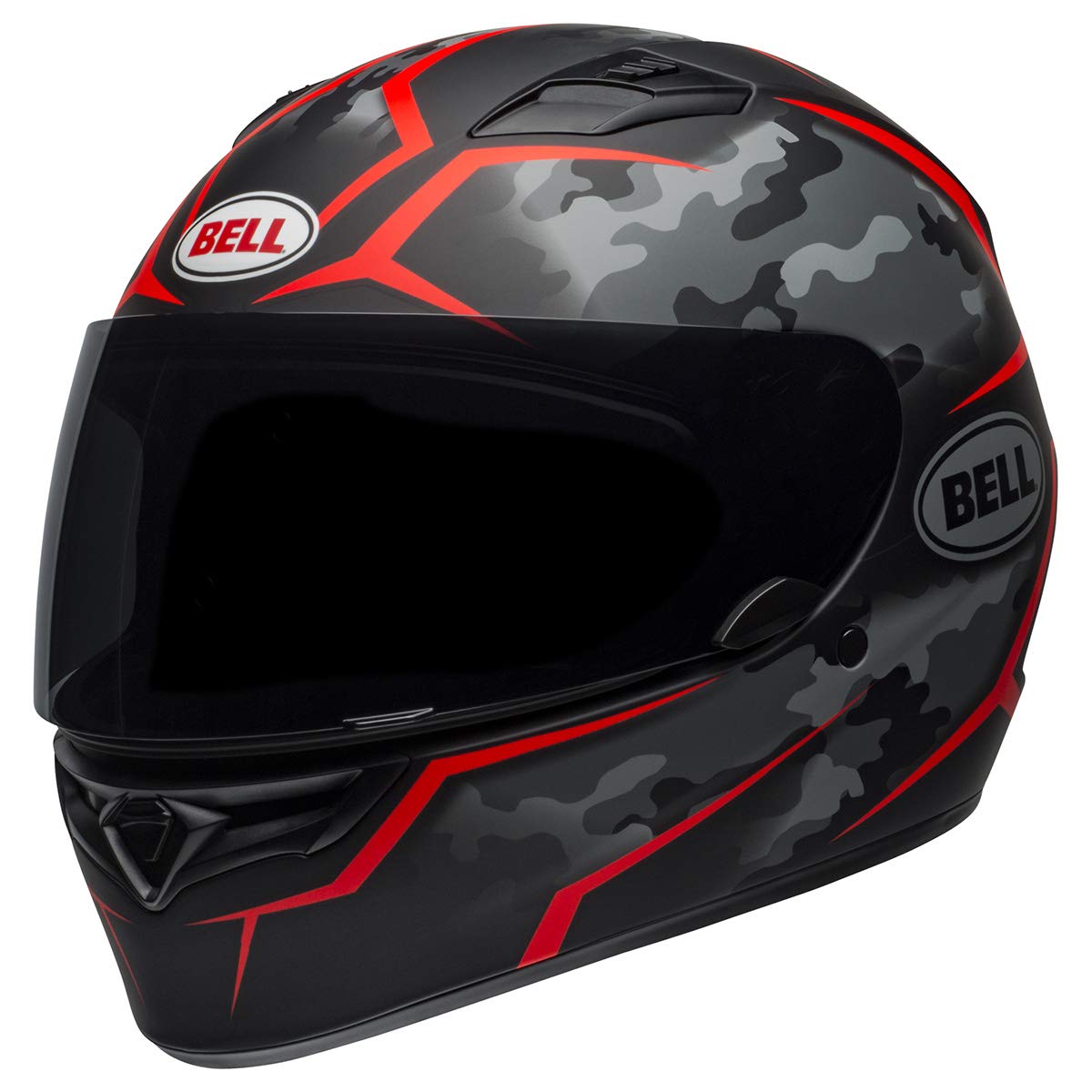 BELL Qualifier Full-Face Motorcycle Helmet - Small, Stealth Camo Matte Black/Red, Expanded Polystyrene (EPS)