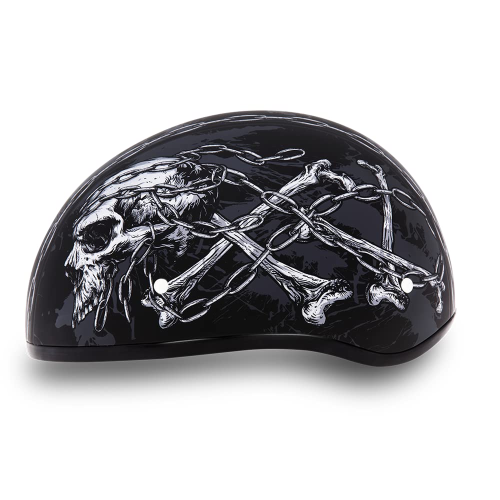 Daytona Helmets Motorcycle Half Helmet Skull Cap- Skull Chains 100% Dot Approved