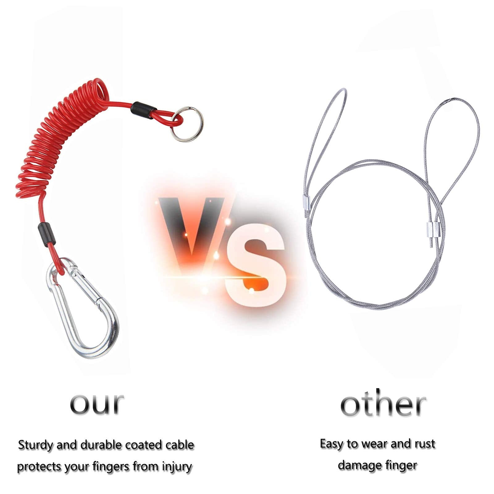 Dpei Xuan 2Pcs Breakaway Trailer Cable, Trailer Brake Cable, Rv Stainless Steel Spring Towing Coiled Wire, Heavy Duty Steel Wire