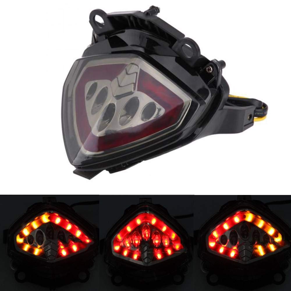 MZS Motorcycle Tail Light, LED Integrated Turn Signal Blinker for CBR500R/CB500F/CB500X, Clear, Red/Yellow, 2013-2015