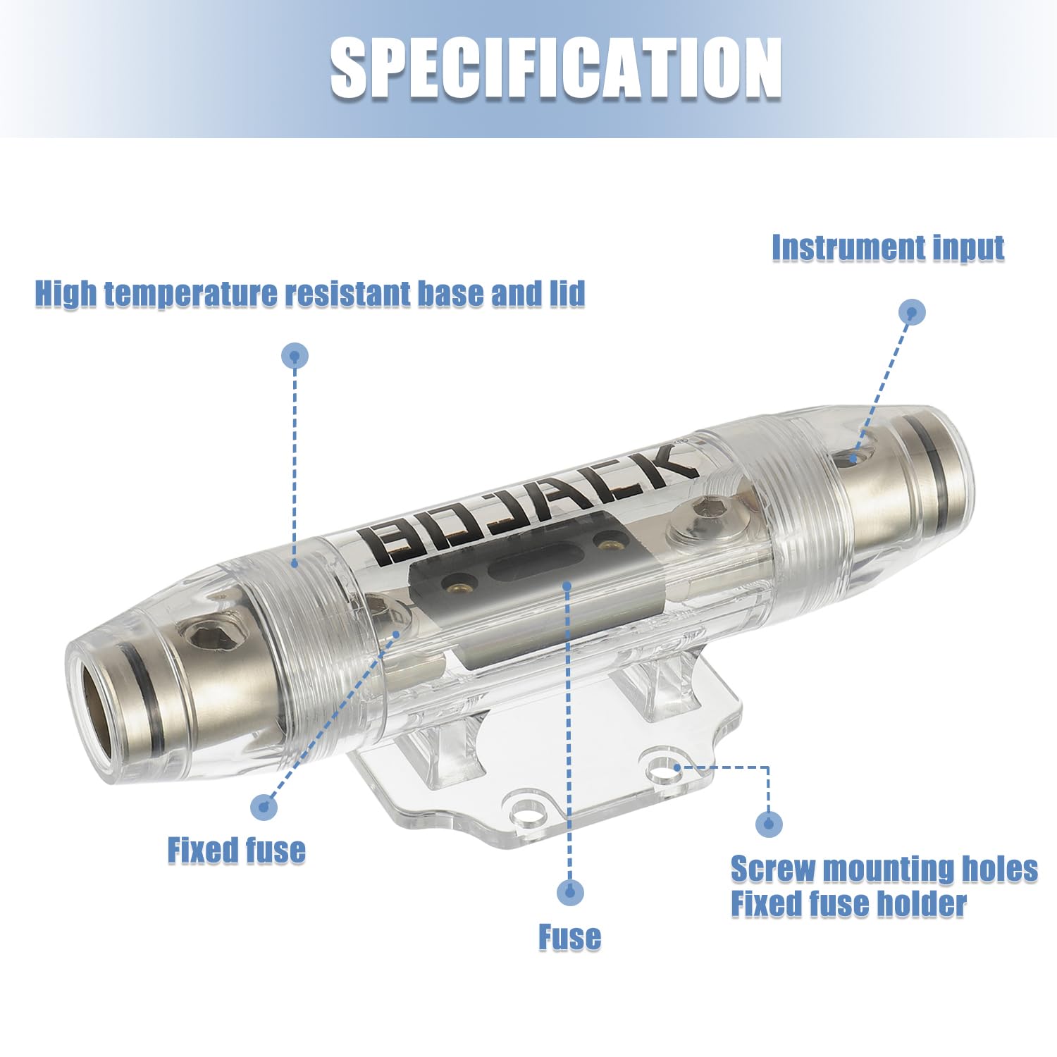 BOJACK ANL Fuse Holder with 500 Amp Fuse,Secure in-Line Installation for 0/2/4 AWG 0, 2, 4 Gauge Wires Fuse Holder 500A