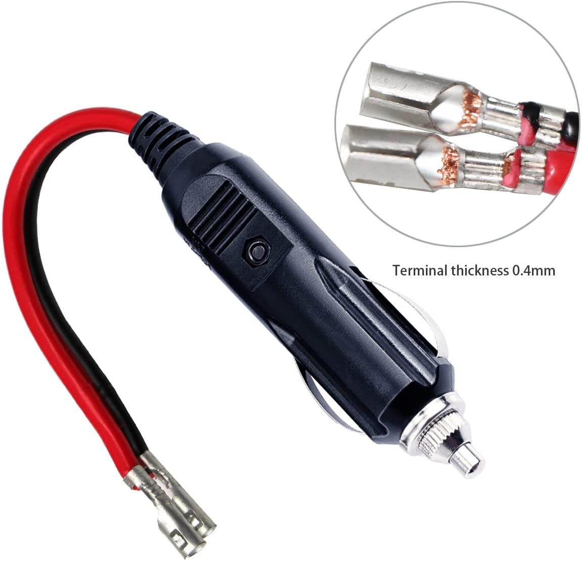 [3Pack] 12V Cigarette Fused Lighter Male Plug With Pigtails - 15Amp Male Cigarette Lighter Replacement Power Plug 12V Dc Auto Ci