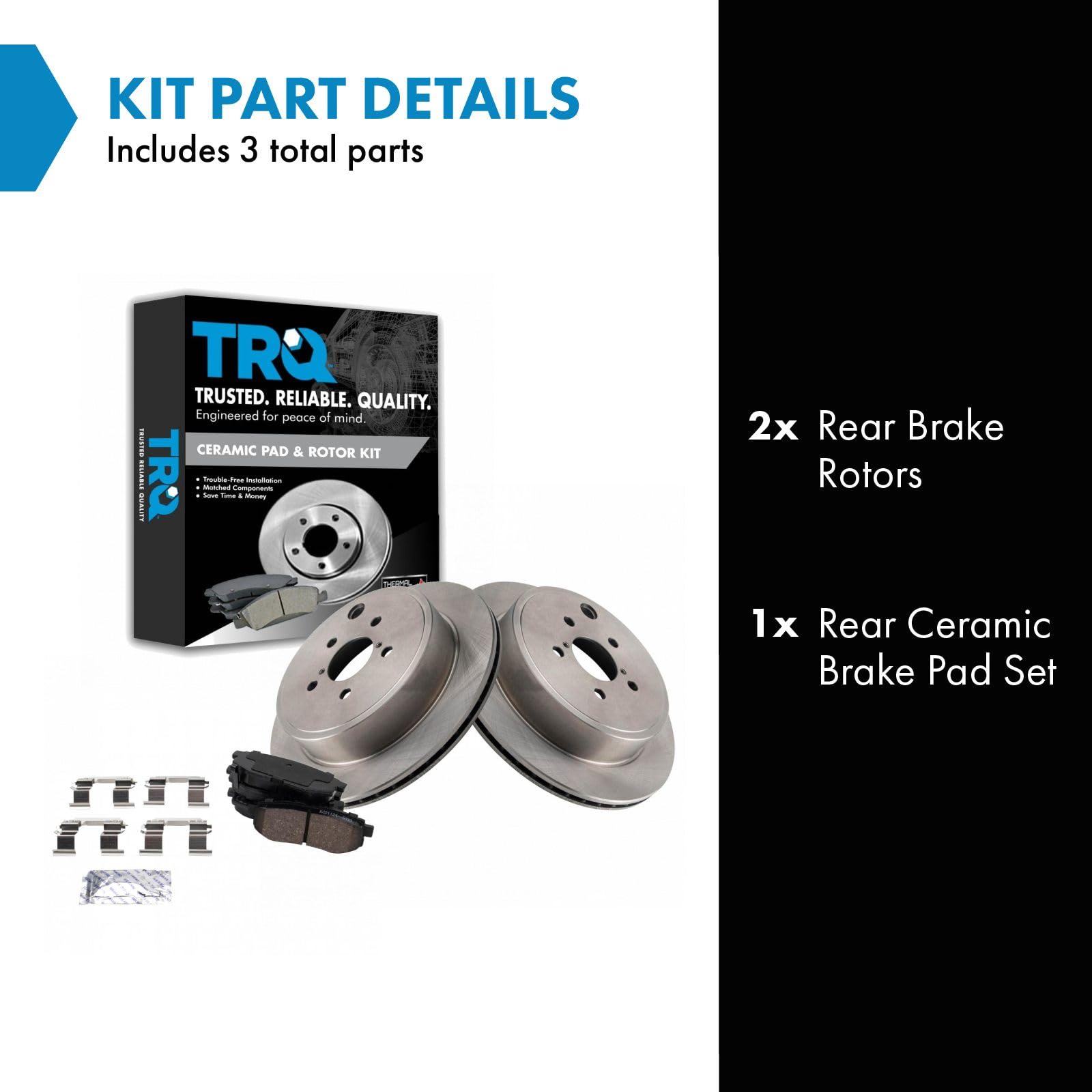 Trq Rear Brake Pad & Rotor Kit Brake Pads Brake Rotor Ceramic Compatible With 2013-2016 Scion Fr-S 2013-2020 Subaru Brz 2010-201