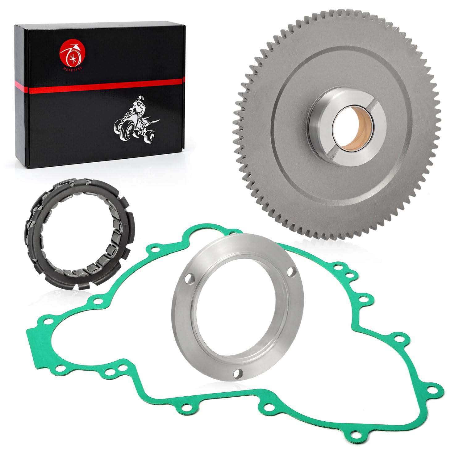 MOTO1988 Starter Clutch Kit with One Way Bearing & Idler Gear 76T for Polaris RZR Ranger General XP 2015-2023 Model 1205021