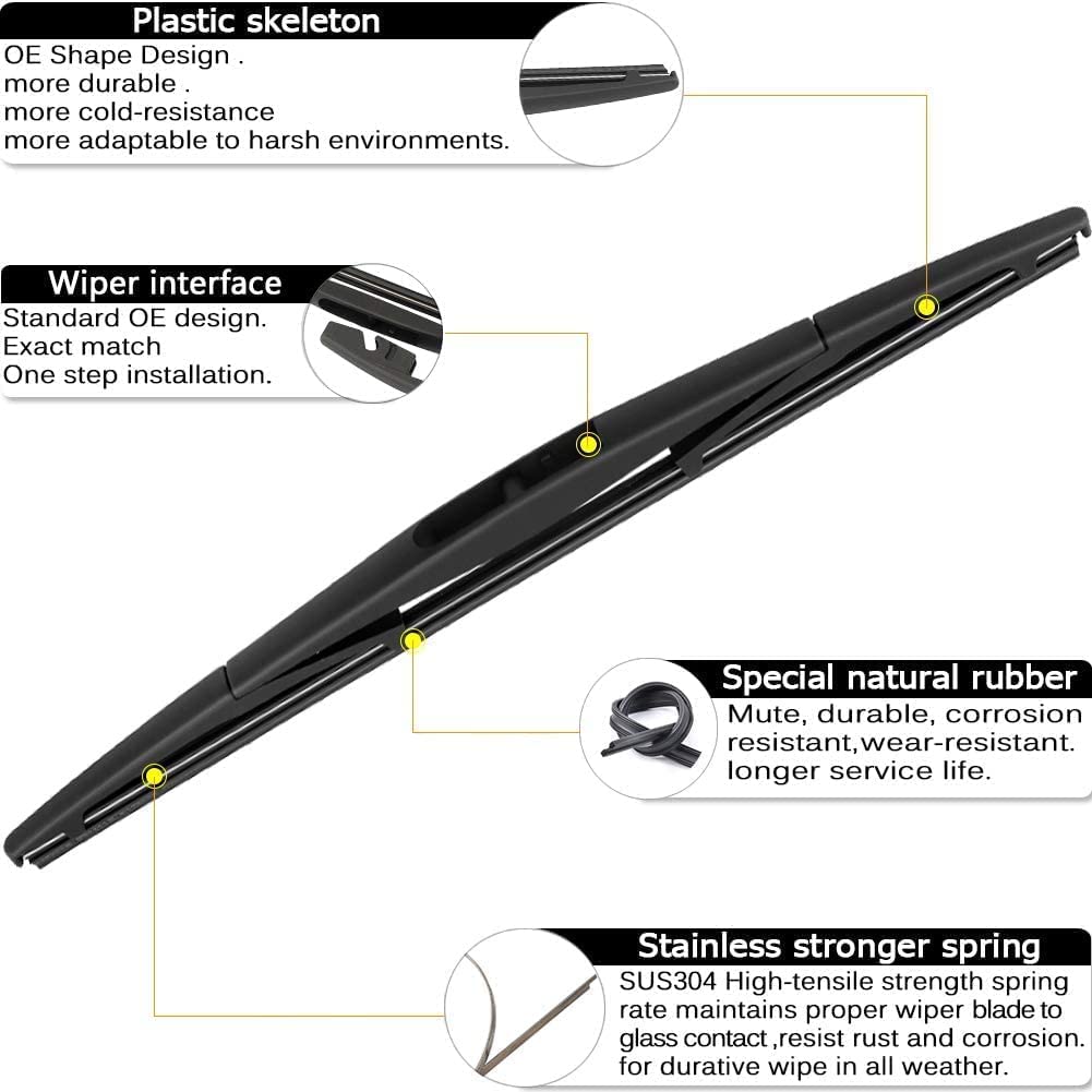 Autoboo 26''+16'' Windshield Wipers With 14'' Rear Wiper Blade Replacement For Acura Rdx Nissan Leaf -Original Factory Quality (