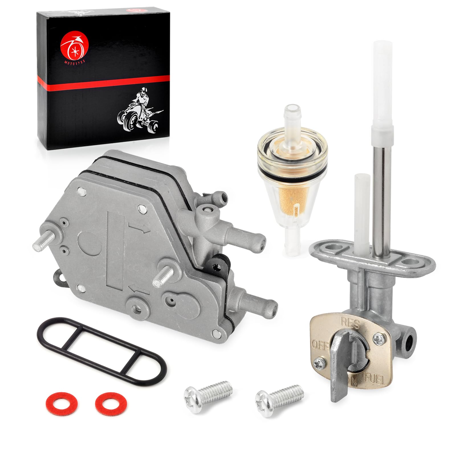 MOTO1988 Fuel Valve Petcock & Pump for Polaris Outlaw/Predator 500, Models 7052331 & 3088070, 2003-2007