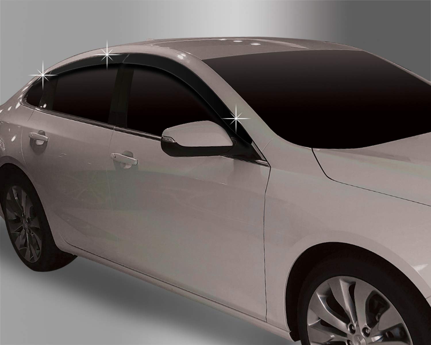 AUTO CLOVER Tape-On Rain Guards for Chevrolet Malibu 2016-2024, Smoked ABS Window Visors, Out-Channel Vent Shades, 6 Pcs Set