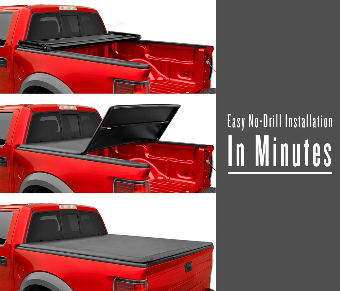 Maxmate Soft Tri-Fold Truck Bed Tonneau Cover Compatible With 2017-2024 Honda Ridgeline | 5'4' (64') Bed | Tch371065