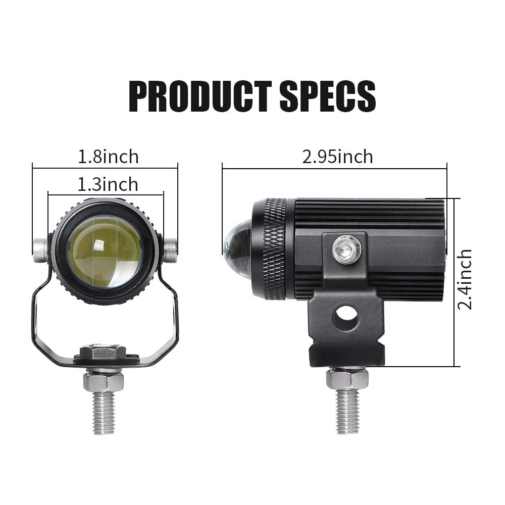 EXZEIT 1.3'' Led Motorcycle Fog Lights, 30W, 6000 Lumens, High Low Beam, White Light, Model MotorL for ATV UTV Polaris Yamaha