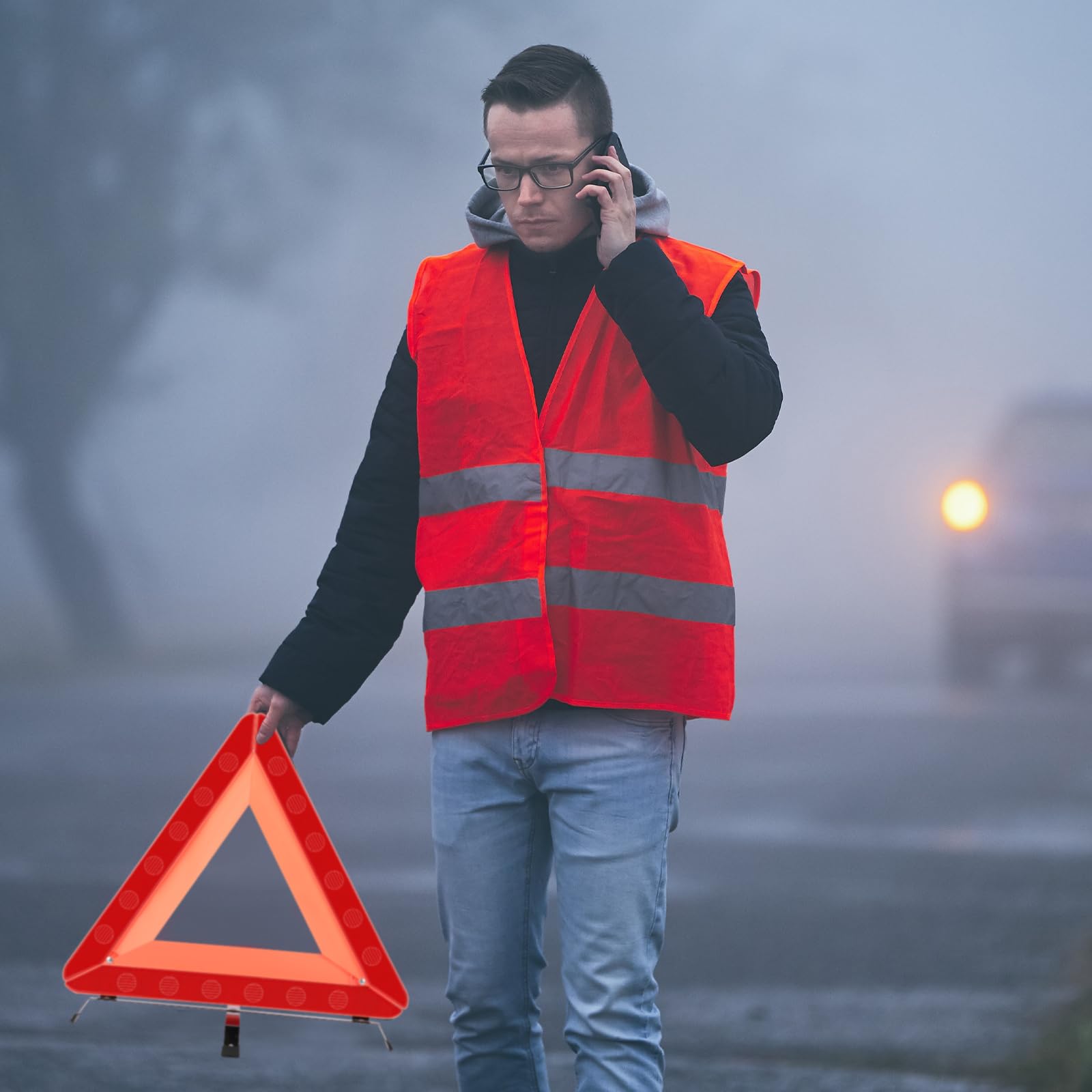 Kanayu Warning Triangles for Vehicles Safety Triangles Foldable Roadside Emergency Kit Emergency Triangle Reflective Triangles w