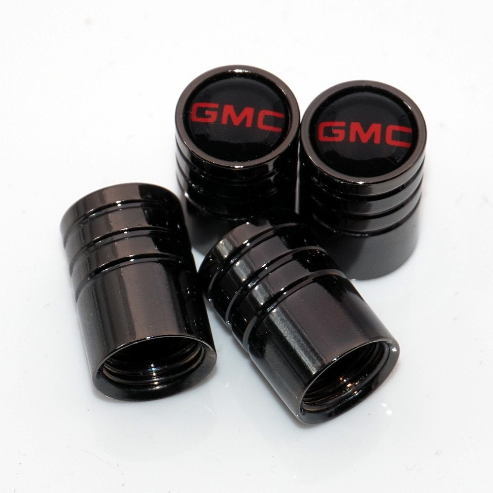 Us85 Gmc Logo Emblem Auto Car Wheel Tire Air Valve Caps Stem Cover Accessories Decoration Birthday Gift (Carbon Fiber) (Black Ch