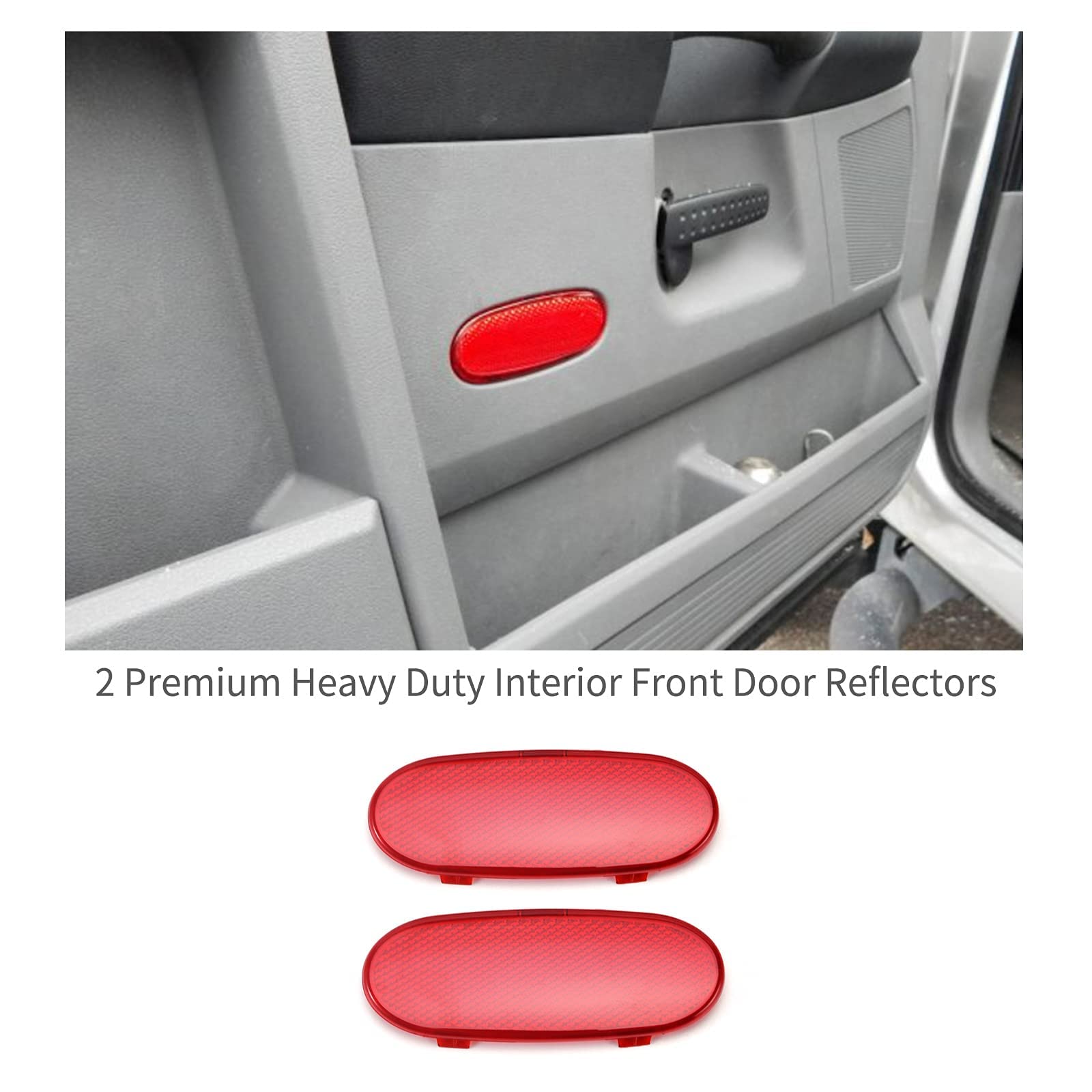 LDETXY Car Front Interior Door Panels Reflector Red Inner Door Panel Reflector Plate for 2002-2008 Dodge Ram 1500/2003-2009 Dodg