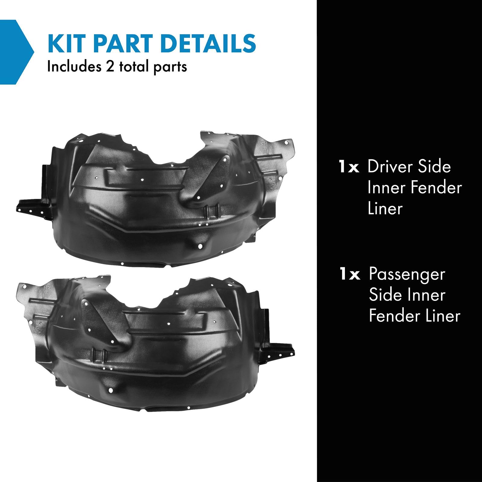 Trq Inner Fender Liner Set Compatible With 2000-2004 Ford F-250 Super Duty F-350 Super Duty Fo1246108 Fo1251137