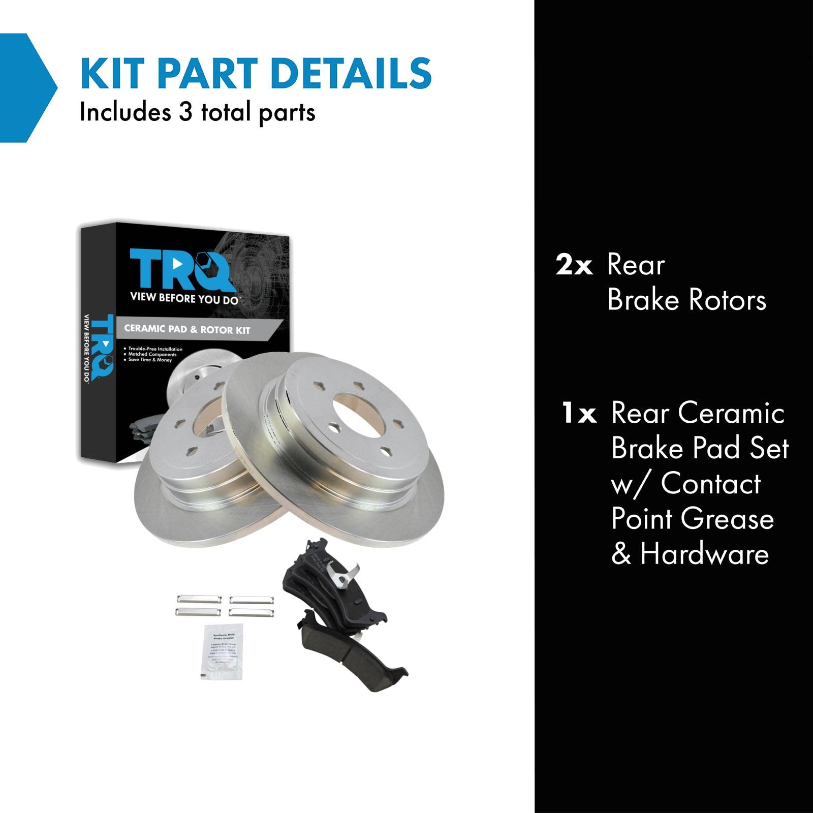 TRQ Rear Brake Pad & Rotor Kit Brake Pads Brake Rotor Ceramic Compatible with 2003 Ford Explorer Sport 2003-2005 Explorer Sport