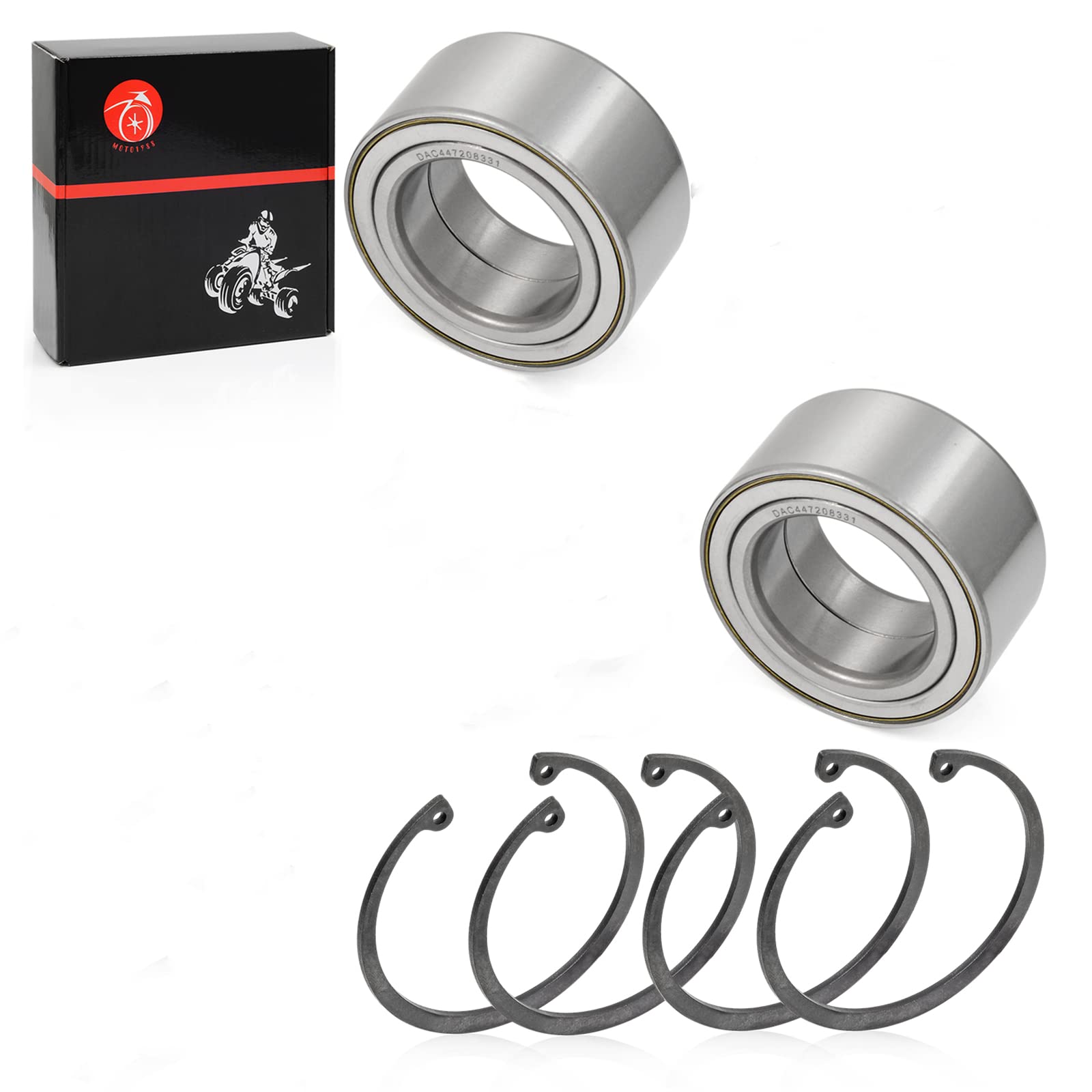 Front Wheel Bearings 44x72x33mm & Ring Clip Compatible with Polaris RZR 800 4 S 2010 2011 2012 2013 2014 3514699 3515090 7710780