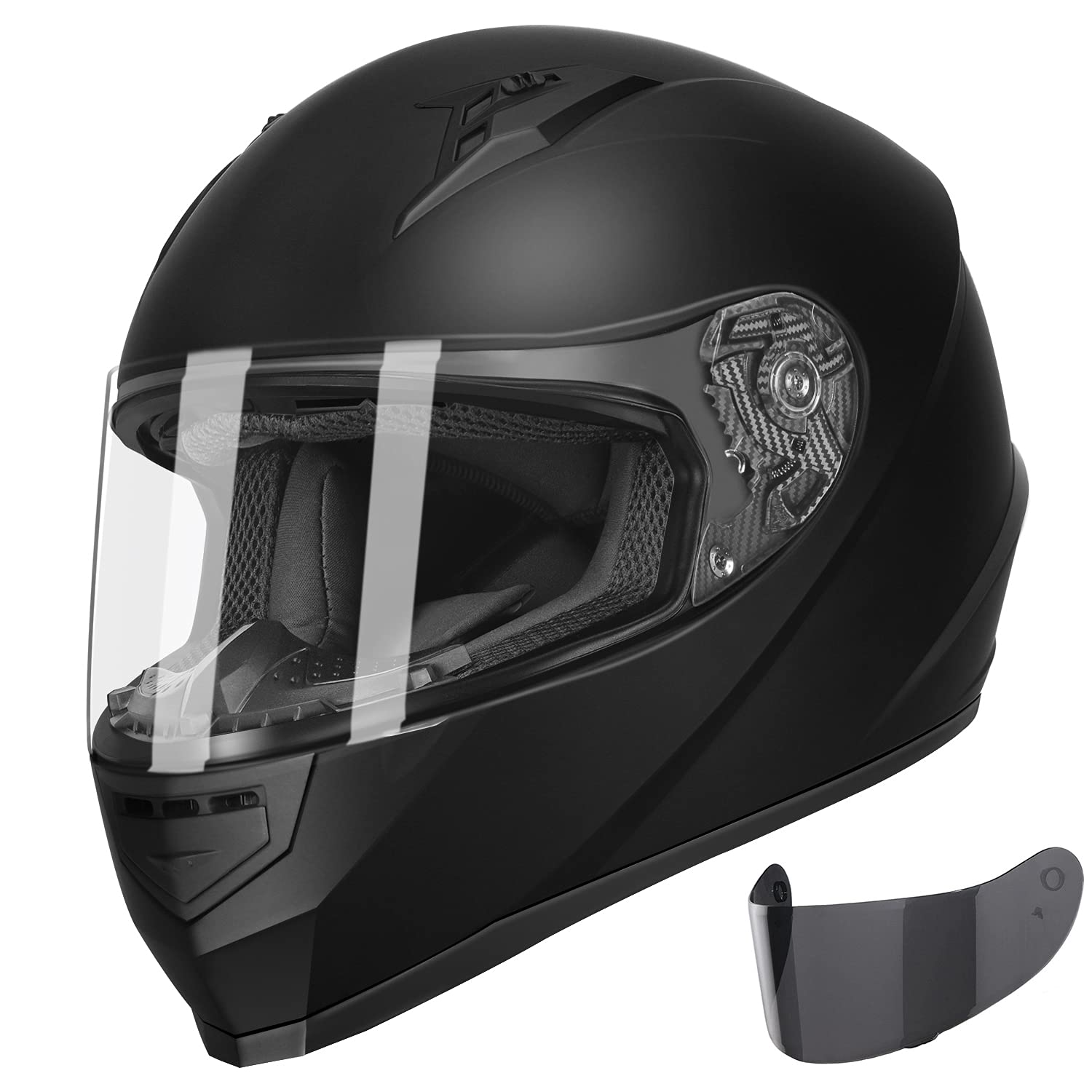 Glx Gx11 Compact Motorcycle Helmet - Matte Black, Small - Full Face W/ Tinted Visor, Dot Approved