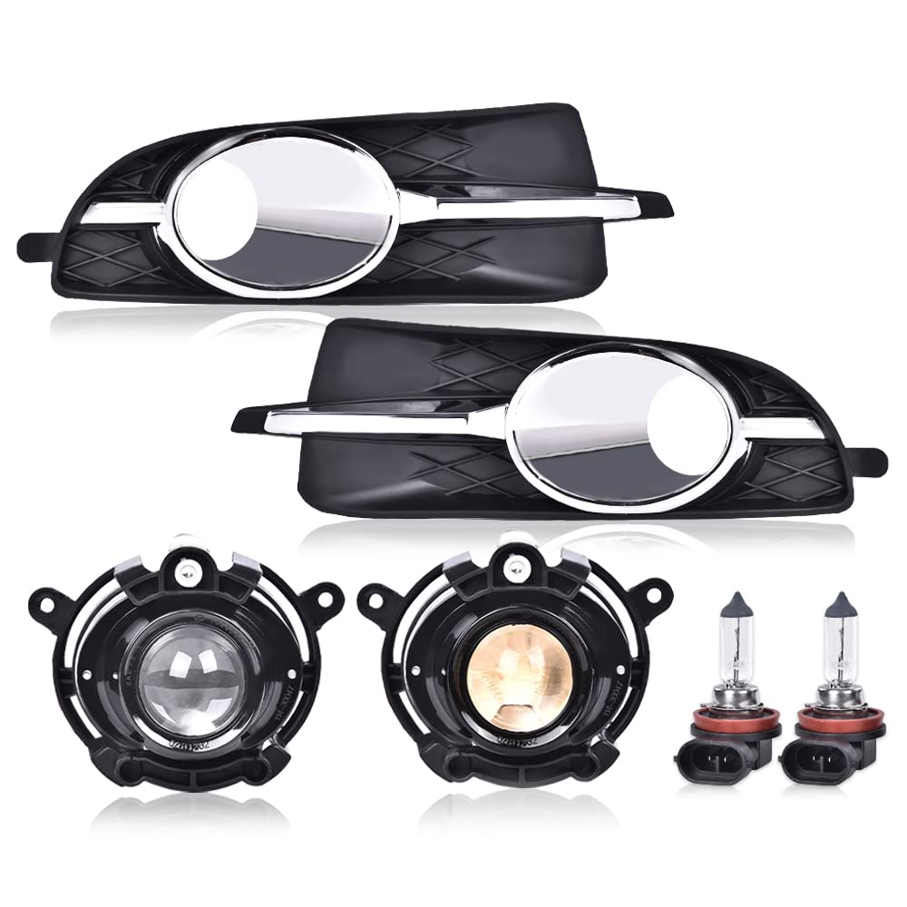 Grand Orange Front Bumper Fog Lights + Cover Trim Compatible With Buick Lacrosse 2010 2011 2012 2013 Driver & Passenger Side Fog