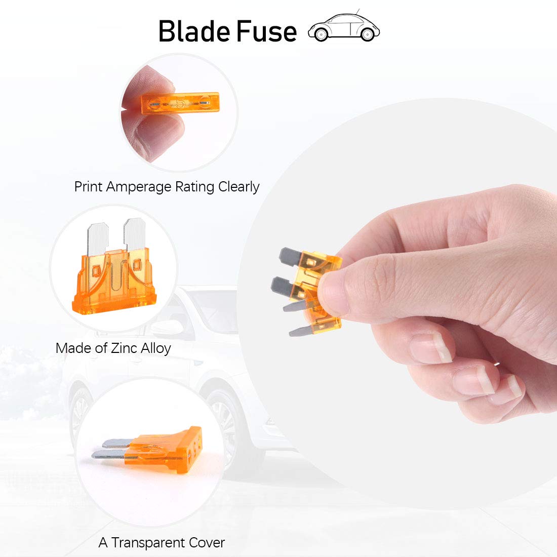 Rustark 250pcs Automotive Fuse Assortment Kit - Standard & Mini Blade Fuses for Cars, Trucks, SUVs, Boats - Model R-203