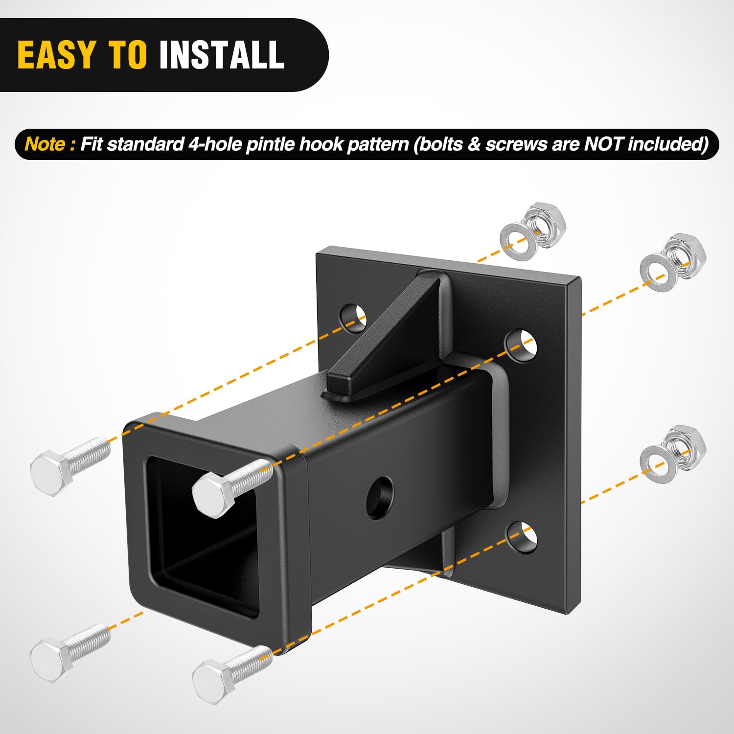 Nilight Bolt-On Receiver Tube Adapter 2 Inch Openning Bumper Trailer Hitch Receiver Universal Towever Hitch Extender Hitch Acces
