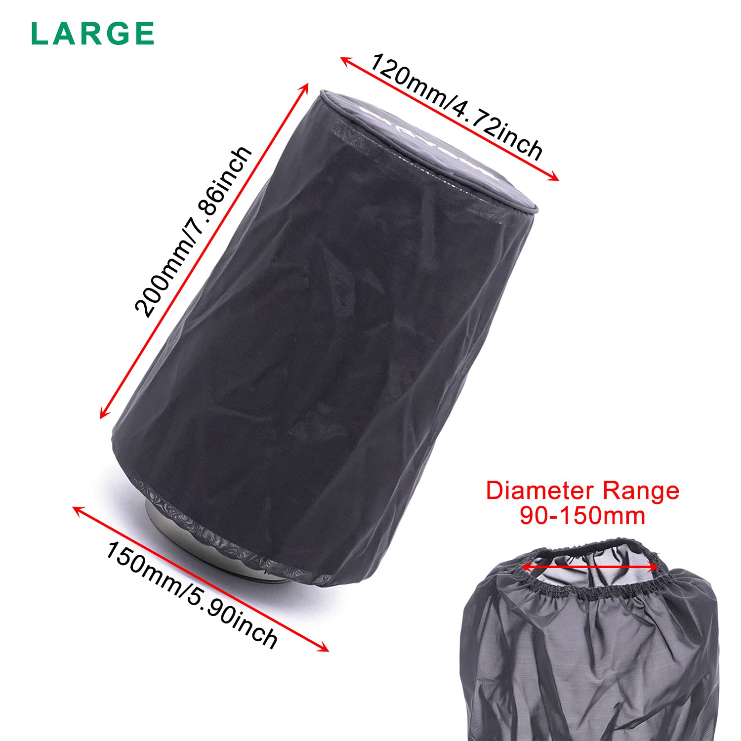 Cone Air Filter Sock Waterproof Universal Fit For Performance Air Intake Filter, Dustproof Protection Cover Of High-Flow Air Int