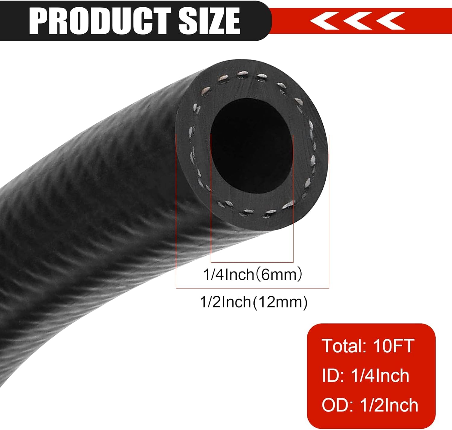 1/4 Inch (6Mm) Id Fuel Line Hose 10Ft Nbr Rubber Push Lock Hose High Pressure 300Psi For Automotive Fuel Systems Engines With 12