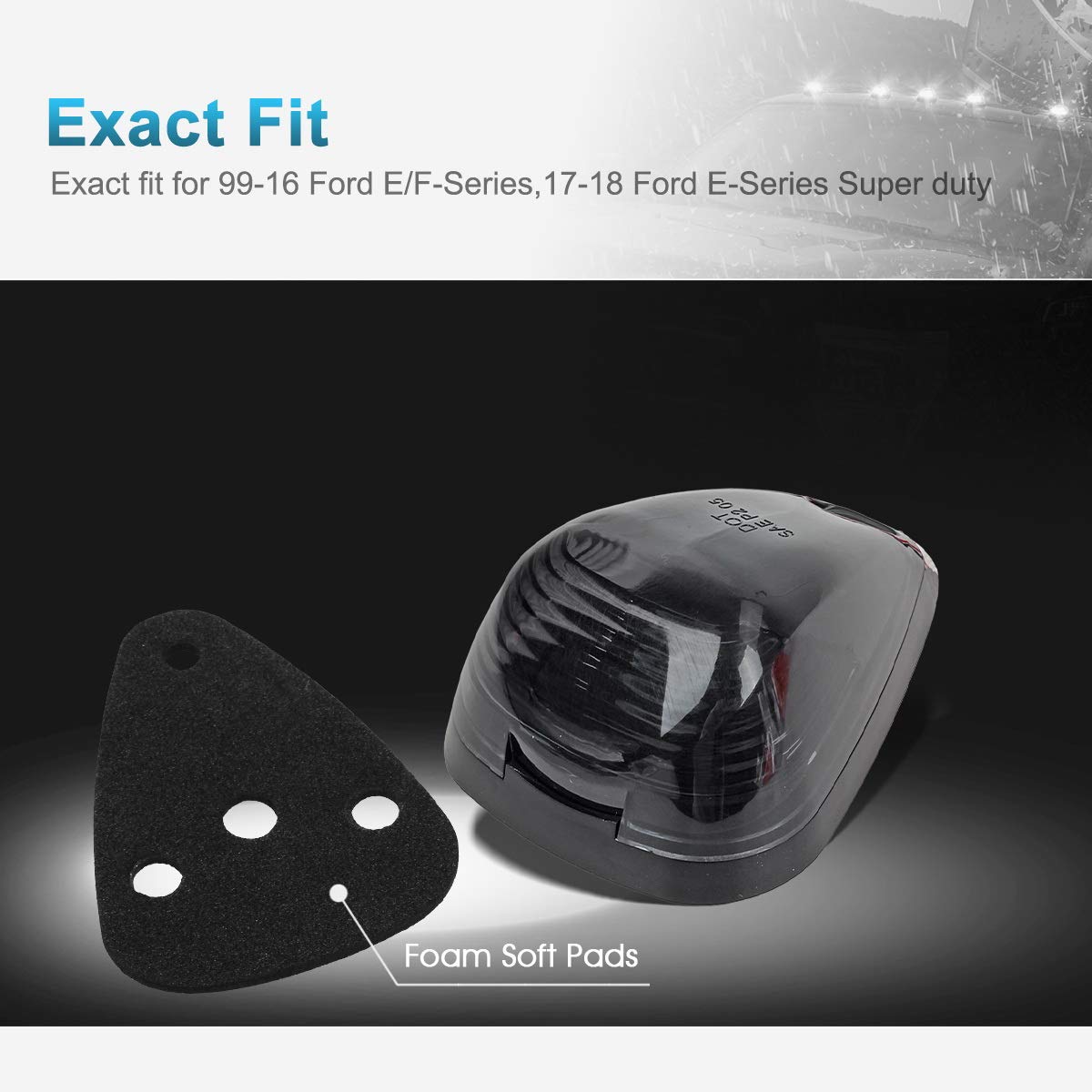 Partsam 5X Smoke Cab Marker Top Roof Light + 5X Amber T10 Led Lights Assembly Compatible With E150 E250 E350 E450 F150 F250 F350