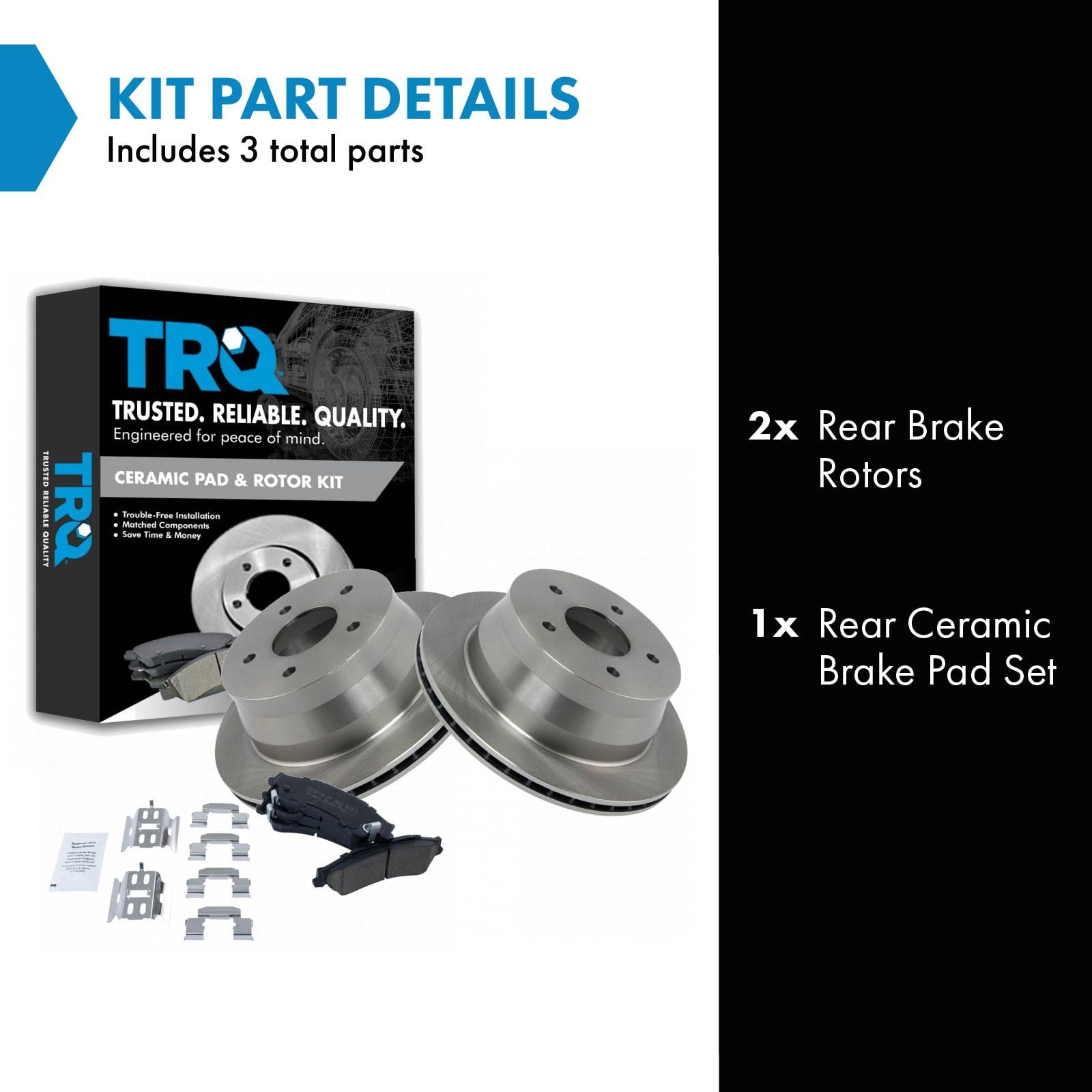 Trq Rear Brake Pad & Rotor Kit Brake Pads Brake Rotor Ceramic Compatible With 1997-2005 Chevrolet Blazer 1998-2004 S10 1997-2001