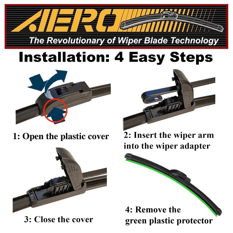 Aero Wipers Replacement For Toyota Rav4 2000-1996 Ford Escort 2003-1994 Suzuki Esteem 2002-1995 + More, 20''+18'' Front + 14'' R