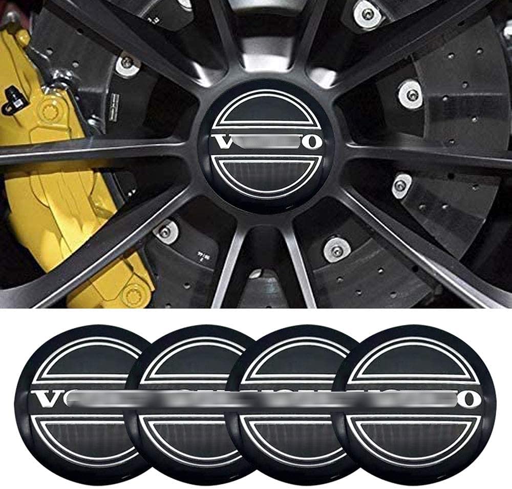 Jd Auto 4Pcs 56Mm 2.2'' Emblem Badge Sticker Wheel Hub Caps Center Cover Abs Material (Fit Volv Black)
