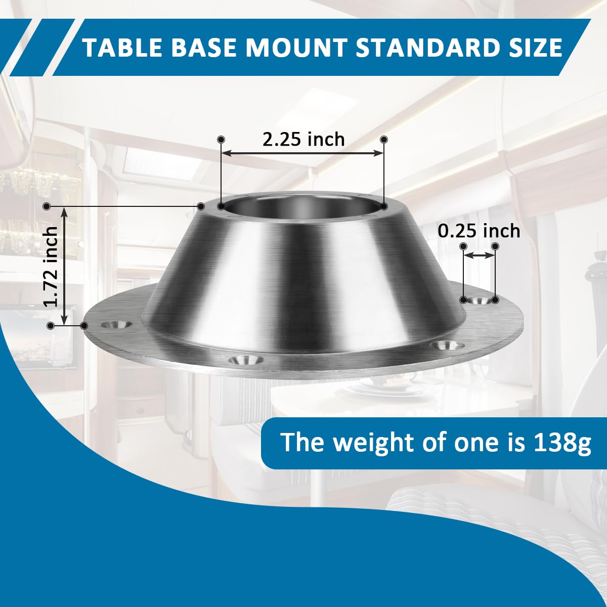 2-Pack RV Table Base Under Table Top and Bottom (Aluminum 6-Hole Design) Fits for RV Camper Travel Trailer Boat, Table Bracket T