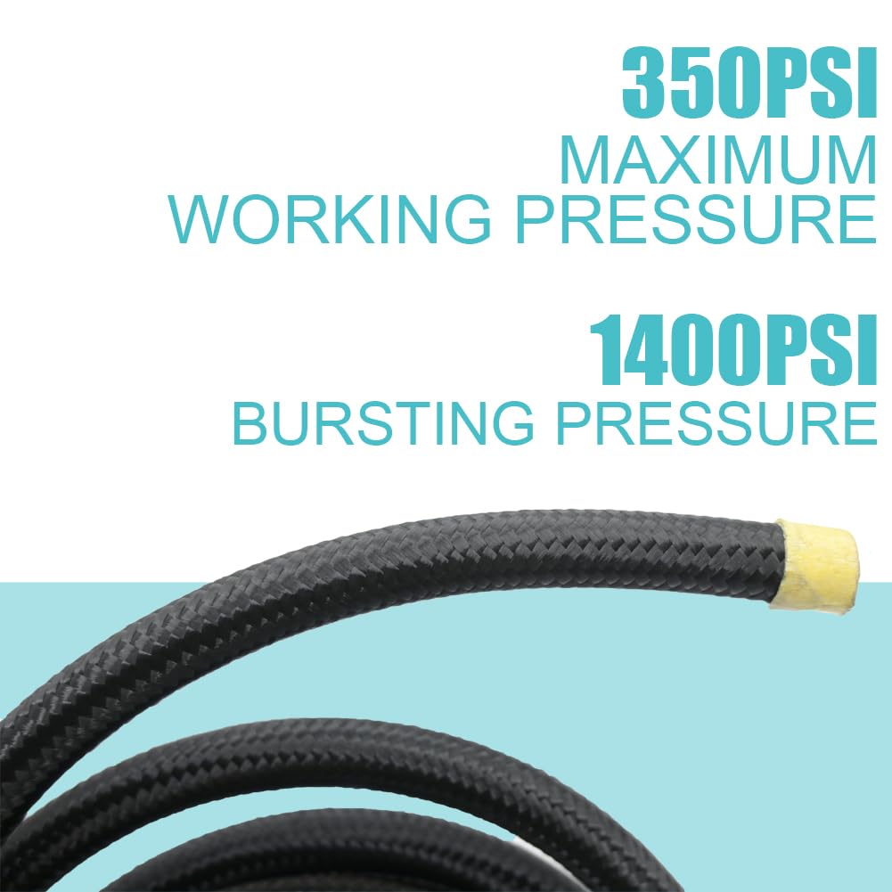 16An Transmission Cooler Line - 16An Fuel Line Hose 10Ft Braided Push Lock Hose 350 Psi High Pressure For Automotive Fuel System