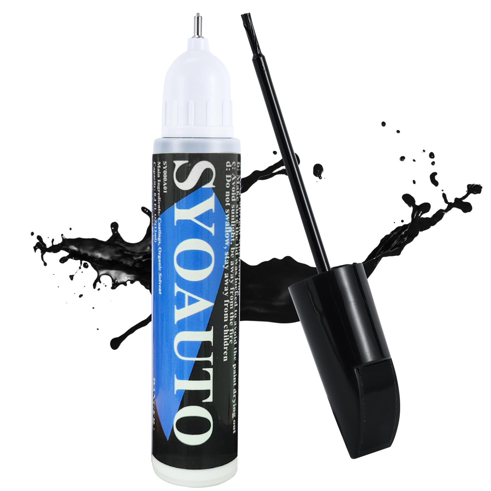 Syoauto Black Touch Up Paint For Cars, Auto Touch Up Paint Black Scratch Repair Automotive Black Car Paint Pen 2 In 1 Car Touch